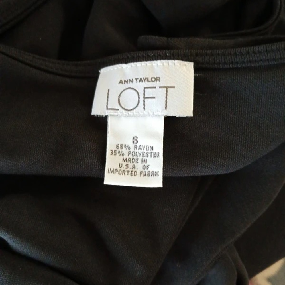 LOFT Black Midi Knit Flared Dress - Picture 3 of 3